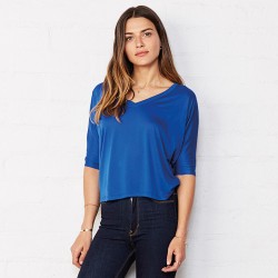 Plain v–neck crop t-shirt Flowy Bella 130 GSM